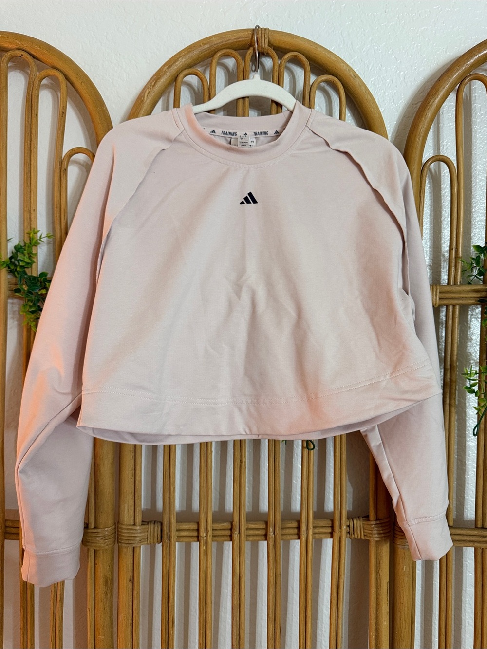 adidas Pink Cropped Crewneck Sweatshirt